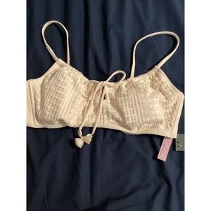 Wild Fable Womens Cream Crochet Bikini Top Tassel Tie XL Removable Pads New